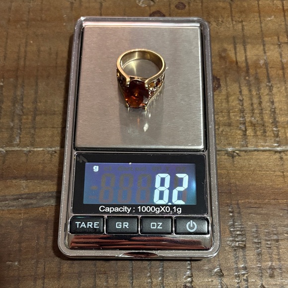 Elegant 10k Gold Citrine Wide Band Ring Size 7 - Picture 2 of 9